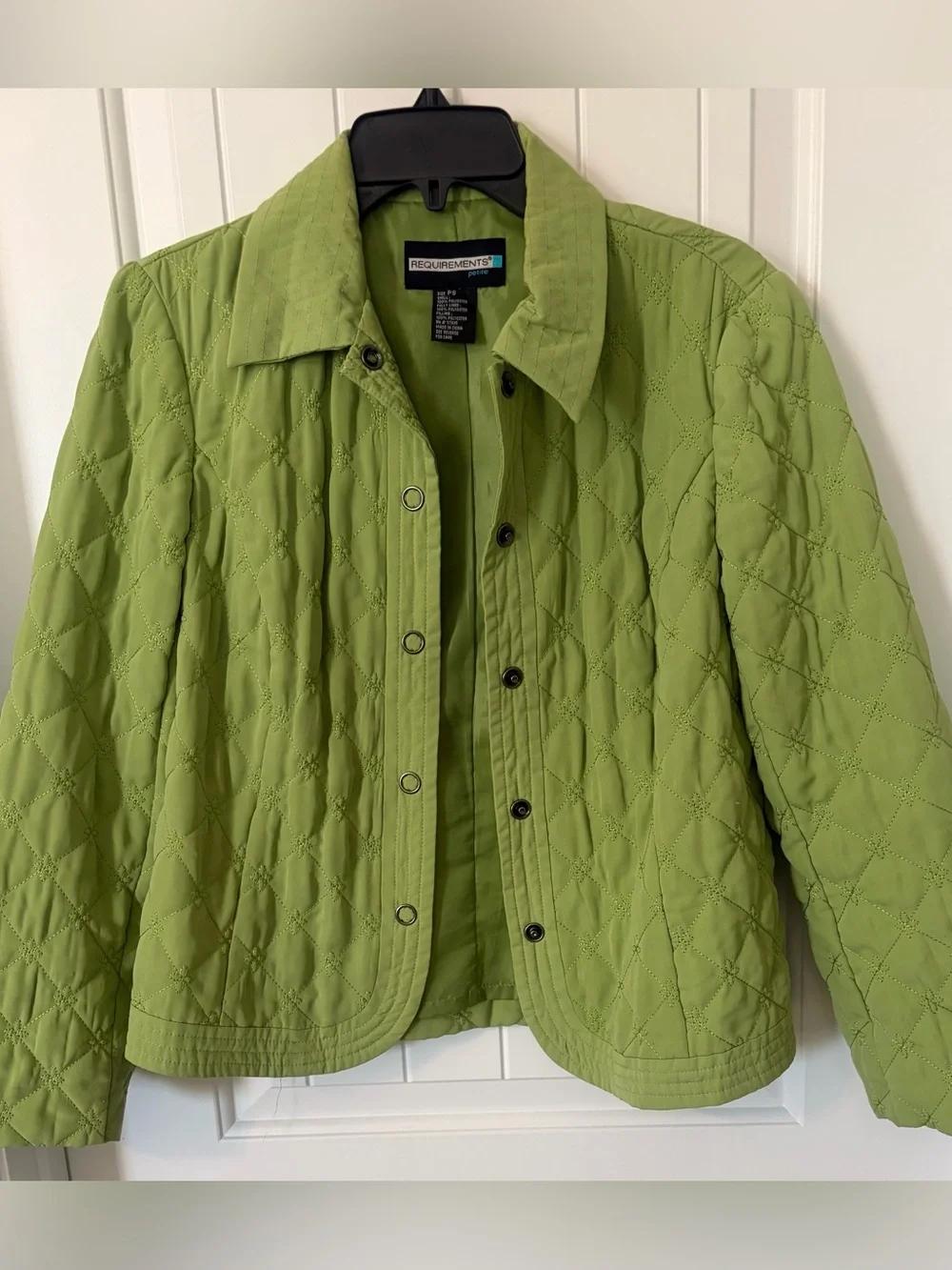 Requirements Lime Green Quilted Utility Jacket for Women